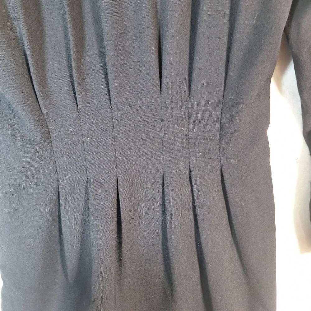 Vintage 80s shoulder pad polka dot floral black dress size 4 - Picture 4 of 6